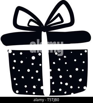 Black and white polka dot paper wrapped box vector or color illustration Stock Vector