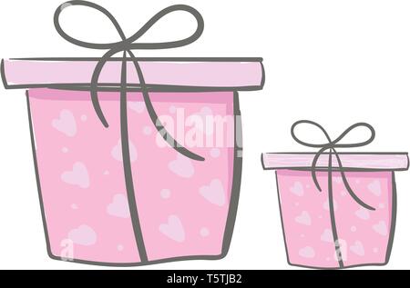 Two gift boxes wrapped in pink paper vector or color illustration Stock Vector