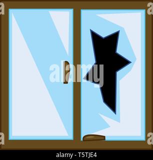 Broken glass window vector or color illustration Stock Vector