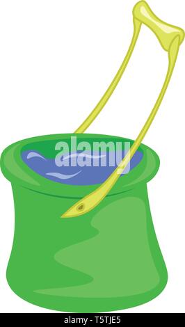 Green bucket full of water vector or color illustration Stock Vector