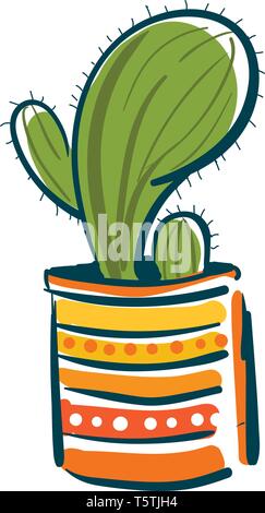 Cactus plant in pot vector or color illustration Stock Vector