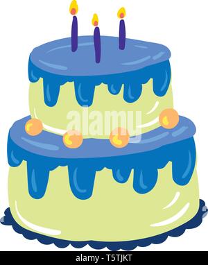 Blue fondant cake for the birthday vector or color illustration Stock Vector