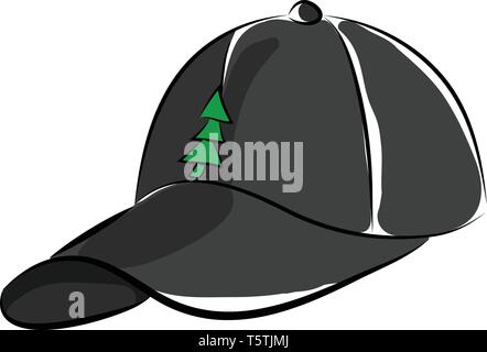 Black cap with pine tree design vector or color illustration Stock Vector