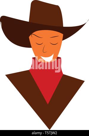 A traditionally dressed cowboy vector or color illustration Stock Vector