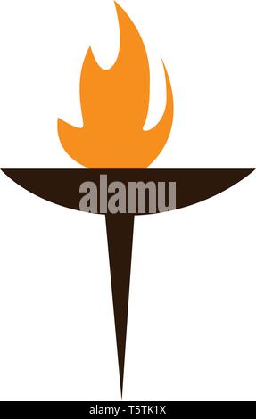 A burning wooden torch vector or color illustration Stock Vector