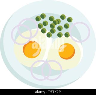Breakfast platter with sunny side up vector or color illustration Stock Vector