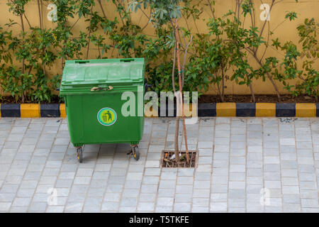 Recycling bin outside the society, Rubbish bin Stock Photo