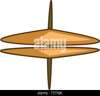 A hi-hat brown-colored musical instrument two cymbals mounted on a metal stand vector color drawing or illustration Stock Vector