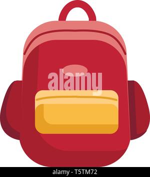 Red and yellow school bag vector illustration on white background Stock Vector
