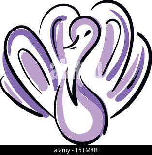 Simple black and violet sketch of a peacock  vector illustration on white background Stock Vector