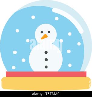 Simple vector illustration on white background of a snow globe with a snowman Stock Vector
