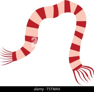 Red and pink striped knitted  scarf vector illustration on white background Stock Vector