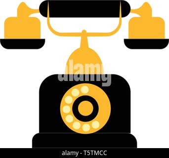 Vintage black and yellow telephone vector illustration on white background Stock Vector