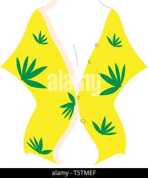 Yellow bathrobe with weed print illustration basic RGB vector on white background Stock Vector