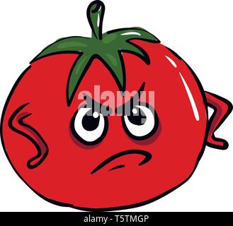 Angry tomato vector illustration on white background Stock Vector