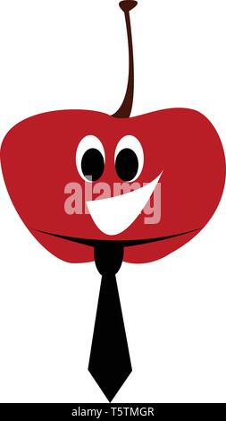 Happy cartoon tomato with black tie vector illustartion on white background Stock Vector