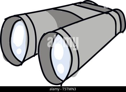 Big cartoon grey binoculars vector illustration on white background Stock Vector