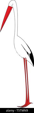 Simple cartoon stork in the nest vector illustration on white background Stock Vector