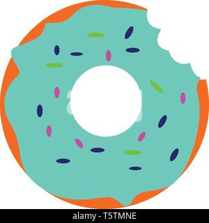 Bitten blue donut vector illustration on white background Stock Vector