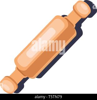 A Dough roller to roll the dough like chapatti or cookie mix vector color drawing or illustration. Stock Vector