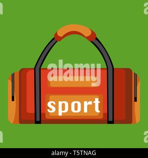 A Big bag in orange color for carrying personal things to gym vector color drawing or illustration. Stock Vector