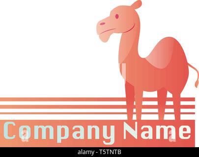 Pink camel with place for a text vector logo design on a white background Stock Vector