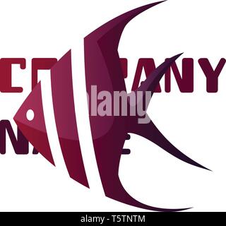 Deep purple and pink minimalistic fish vector logo design on a white background Stock Vector