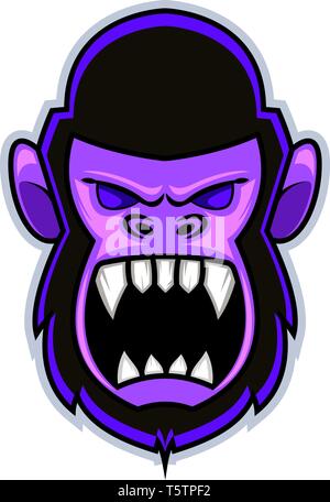 Crazy gorilla gaming logo illustration vector on white background Stock Vector