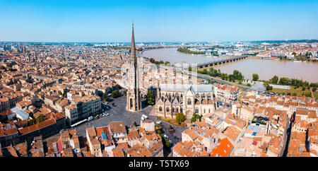 Bordeaux aerial panoramic view. Bordeaux is a port city on the Garonne river in Southwestern France Stock Photo