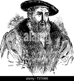 Johannes Kepler, 1571-1630, he was a German mathematician, astronomer, and astrologer, vintage line drawing or engraving illustration Stock Vector