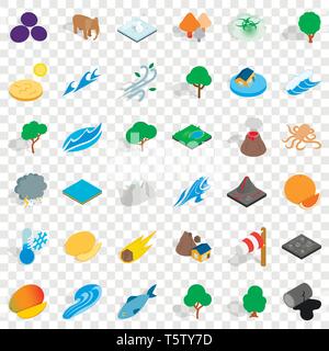 Save the earth icons set, isometric style Stock Vector