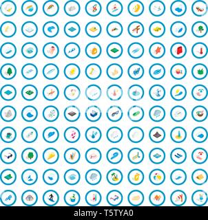 100 water icons set, isometric 3d style Stock Vector