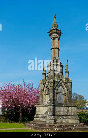 Monument to Randolph Stewart, 9th Earl of Galloway, in public garden in Newton Stewart, Dumfries and Galloway, Scotland. Stock Photo