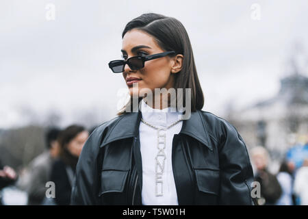 Paris, France - March 5, 2019: Street style outfit - Camila Coelho before a  fashion show during Paris Fashion Week - PFWFW19 Stock Photo - Alamy