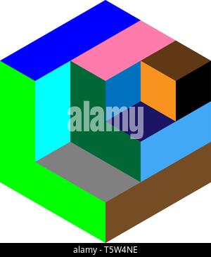 Multi colored isometric cube vector Stock Vector