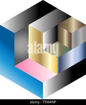 Multi colored isometric cube vector Stock Vector