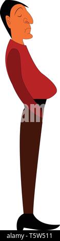 A fat man with round belly vector or color illustration Stock Vector