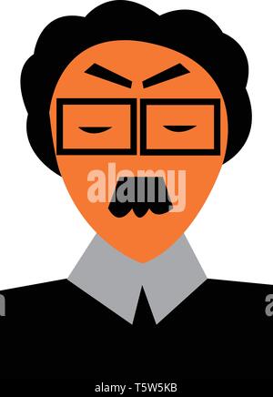 Professor wearing square eyeglass vector or color illustration Stock Vector