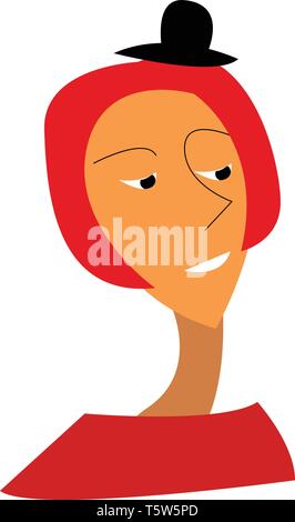 Young lady in red dress vector or color illustration Stock Vector