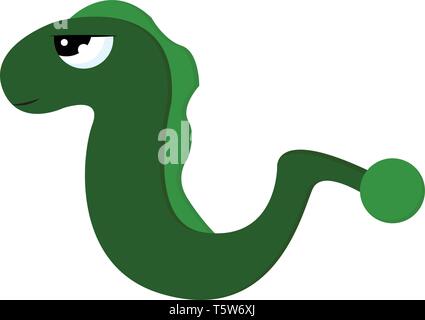 A picture of an angry green colored Eel with a curved tail and light green colored fins on the back and tail vector color drawing or illustration Stock Vector