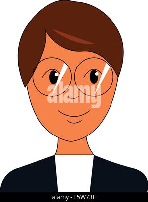 A boy with spiky brown hair big eyes and a smile on his face vector color drawing or illustration Stock Vector