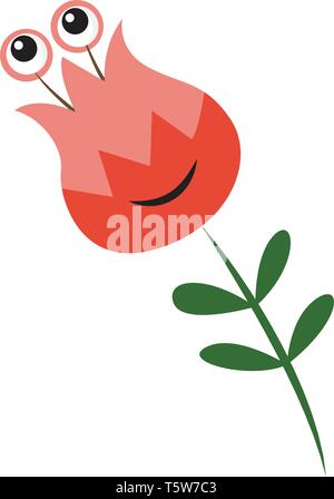 A bunch of red flowers and green leaves placed in a vase vector color drawing or illustration Stock Vector