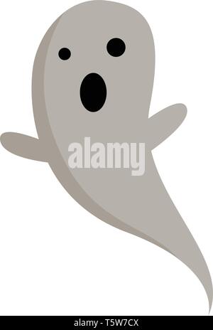 A grey color scary ghost flying around to scare people vector color drawing or illustration Stock Vector