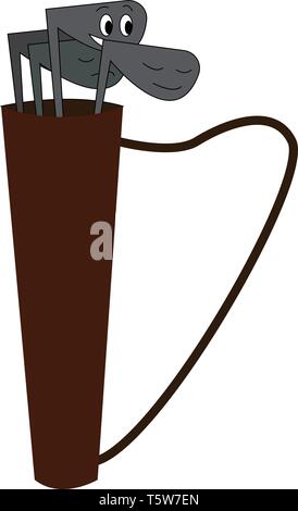 A set of golf clubs kept inside a bag vector color drawing or illustration Stock Vector