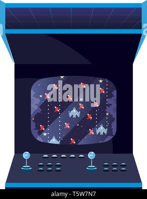 arcade machine aliens video game retro background vector illustration ...