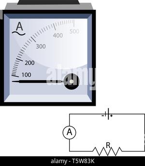 Minimalistic ammeter vector illustration on white background. Stock Vector