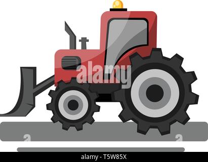 Red front loader vector illustration on white background. Stock Vector