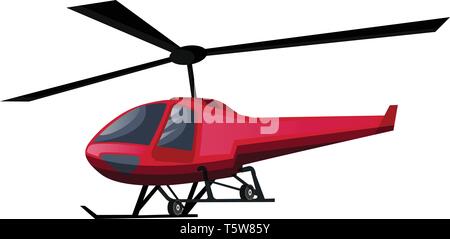 Vector illustration of red helicopter on white background. Stock Vector
