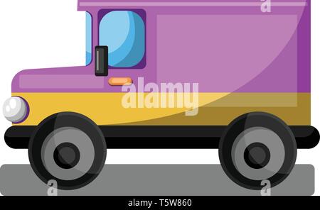 Pink and yellow jeep vector minimalistic illustration on white background. Stock Vector