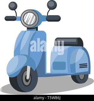 Vector illustration of light blue scooter  on white background. Stock Vector